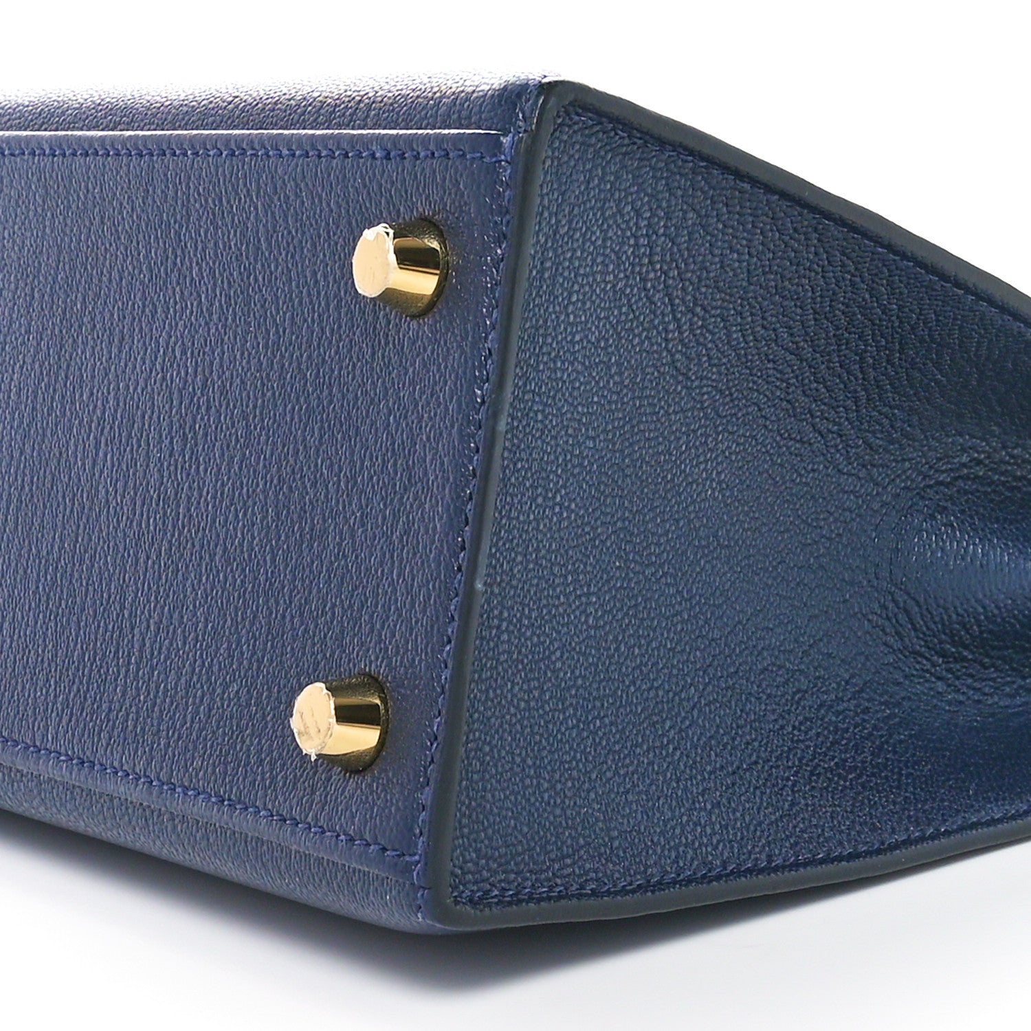 Hermes Chevre Mysore Horseshoe Kelly Sellier 25 Bleu Marine Bleu De France 10 of 11