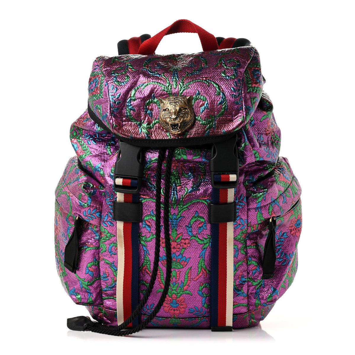 Gucci Brocade Web Small Double Buckle Backpack Multicolor 1 of 10