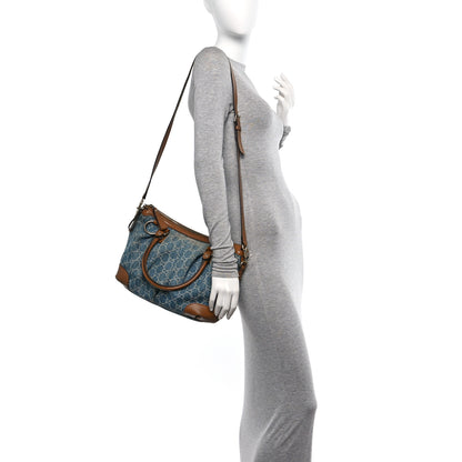 Gucci Denim Monogram Medium Sukey Top Handle Blue 2 of 10