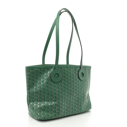 Moynat Grained Calfskin Canvas 1920 Oh! Tote Ruban PM Green Silver 3 of 10