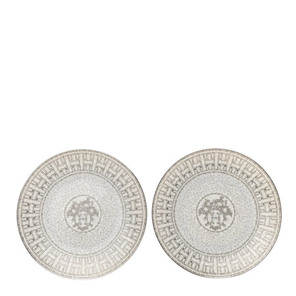 Hermes Porcelain Mosaique au 24 Platine Dessert Plate 8.3 Set of 2 1 of 7