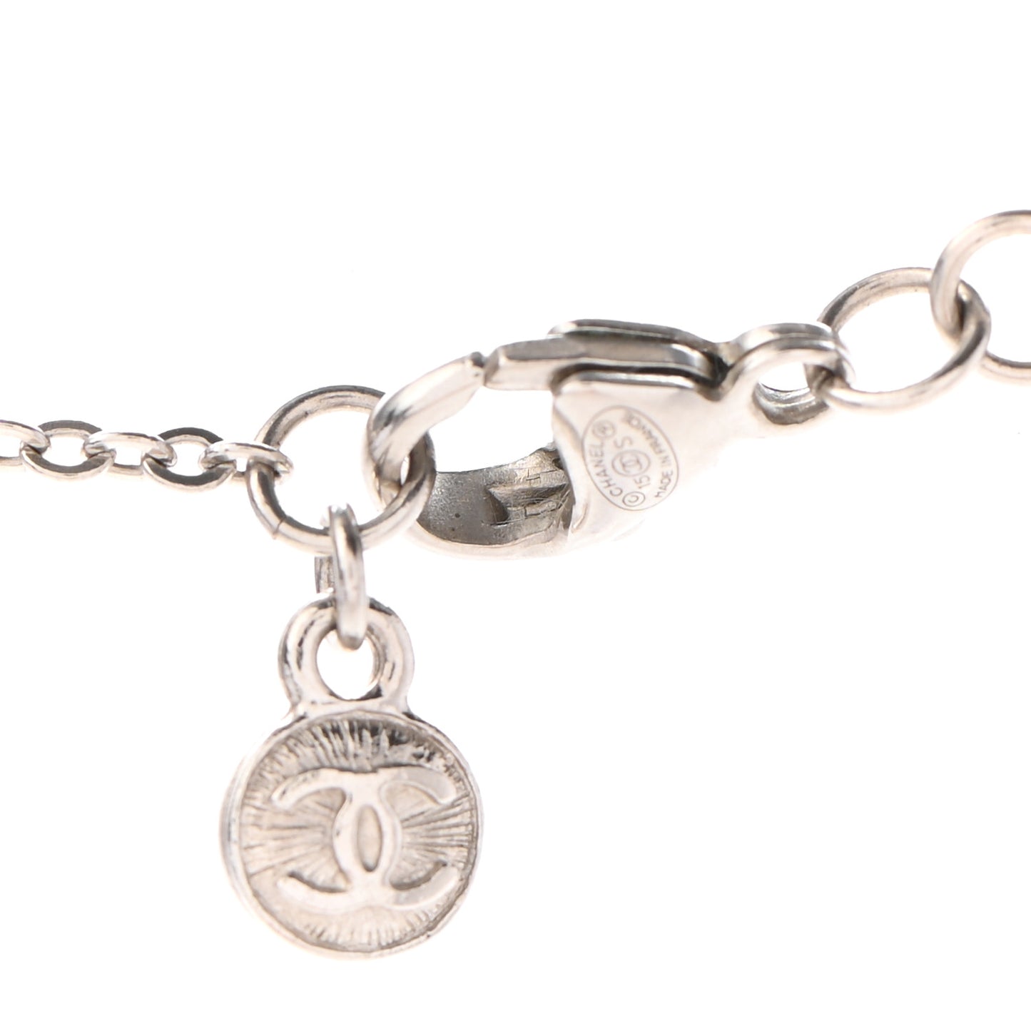 Crystal CC Pendant Necklace Silver