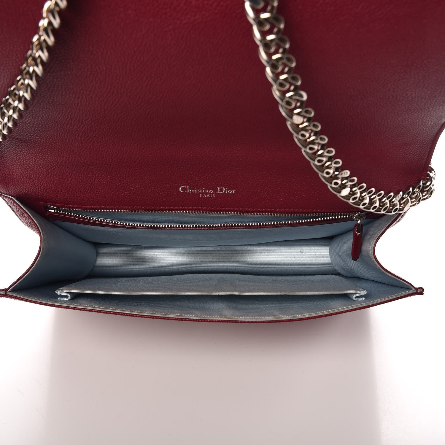 Christian Dior Grained Calfskin Large Diorama Flap Bag Burgundy 5 of 13