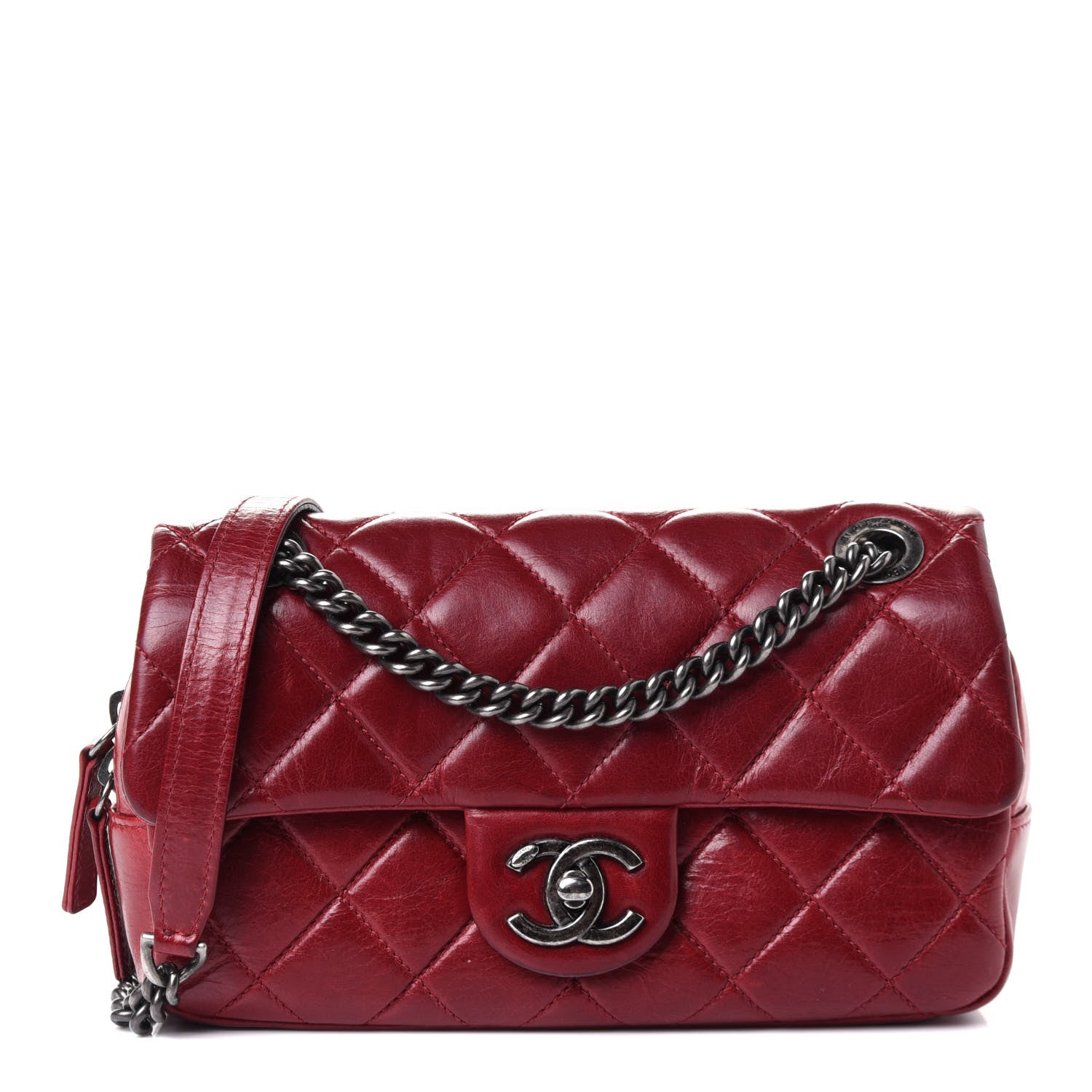 Chanel Glazed Calfskin Quilted Small Duo Color Flap Red 1 of 4
