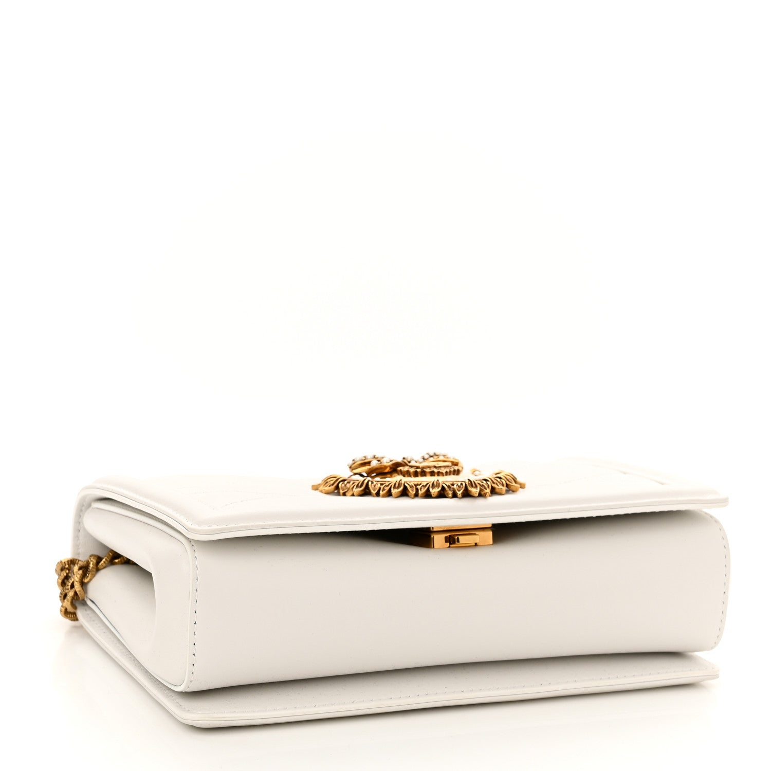 Dolce & Gabbana Calfskin Medium Devotion Crossbody Bag White 4 of 9