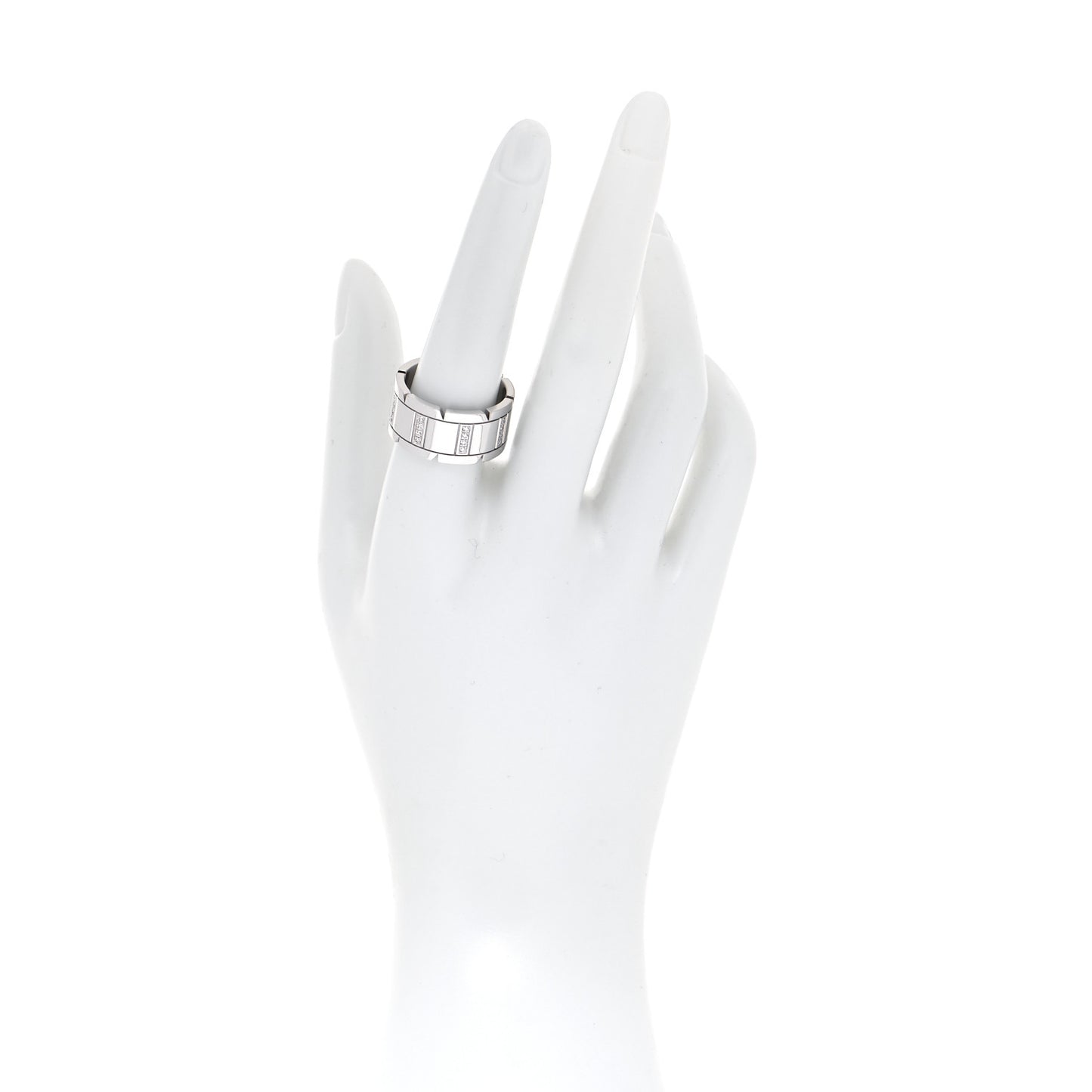 18K White Gold Diamond 11mm Tank Francaise Ring 59 8.75