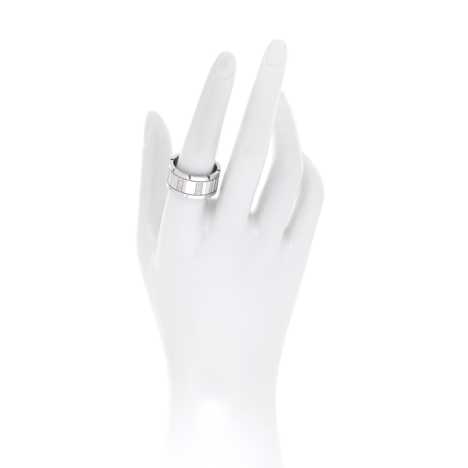 Cartier 18K White Gold Diamond 11mm Tank Francaise Ring 59 8.75 2 of 4