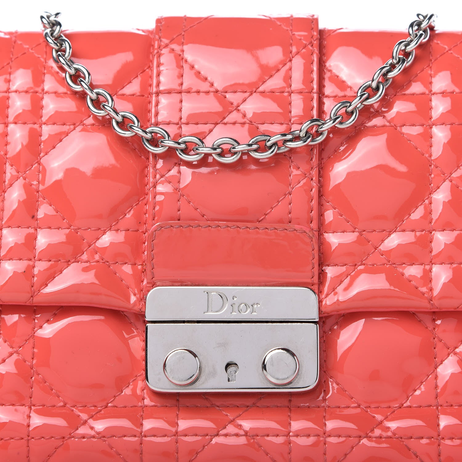 Christian Dior Patent Cannage New Lock Pouch Coral 9 of 9