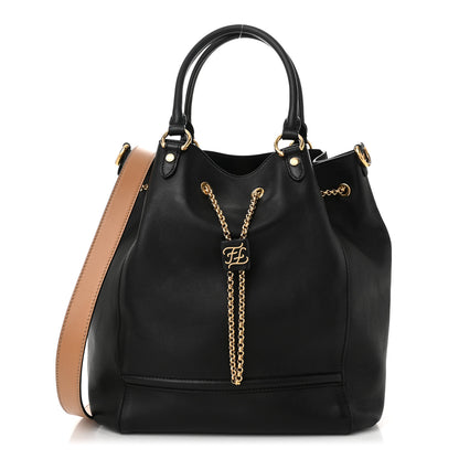 Fendi Vitello Grace King Karligraphy Chain Bucket Bag Black Bisquit 1 of 10