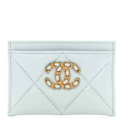 Chanel Lambskin Quilted Chanel 19 Card Holder Light Blue 1 of 8