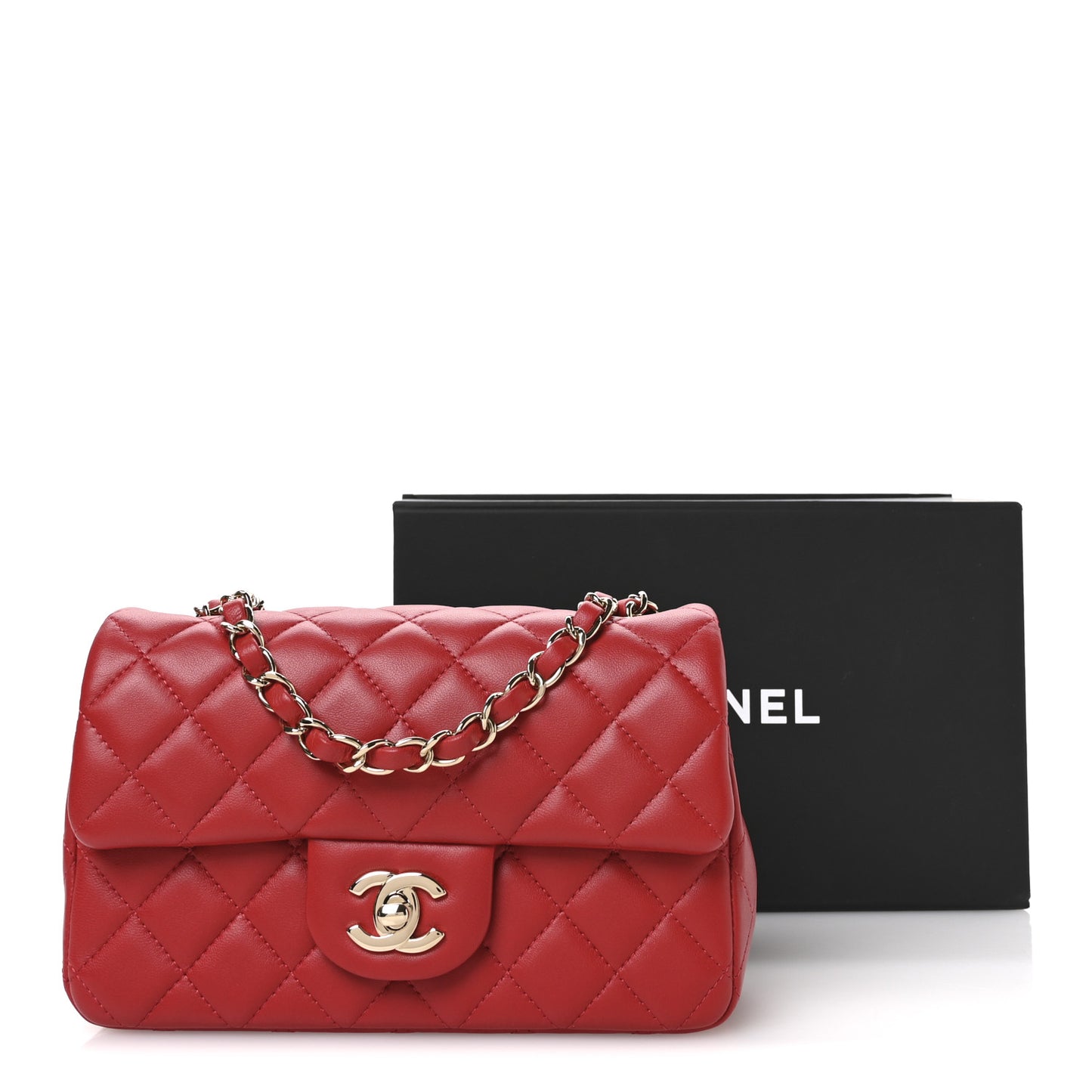 Lambskin Quilted Mini Rectangular Flap Red