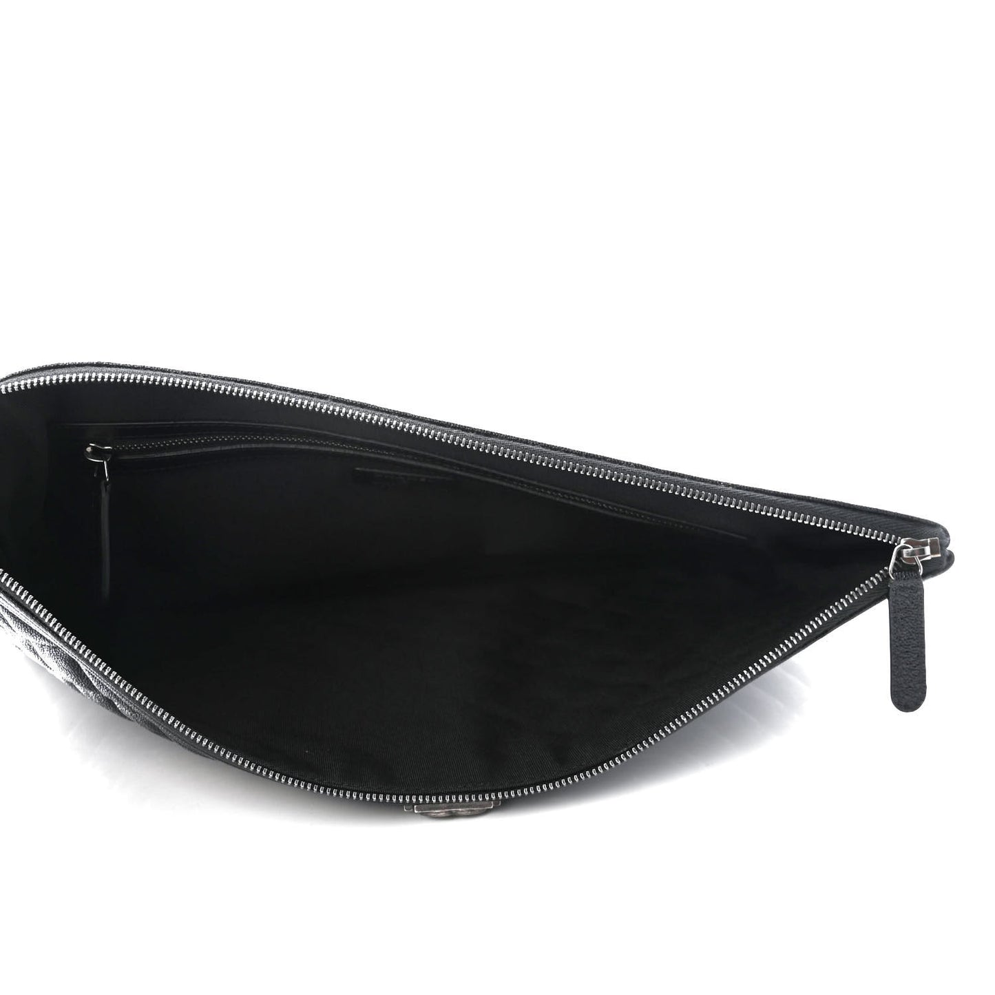 Iridescent Caviar Quilted Large Boy Cosmetic Case Black