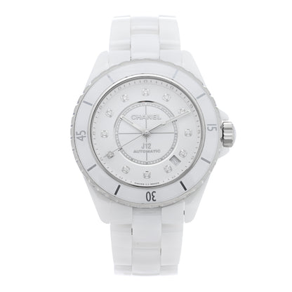 Chanel Stainless Steel Ceramic Diamond 38mm J12 Automatic Watch White 1 of 5