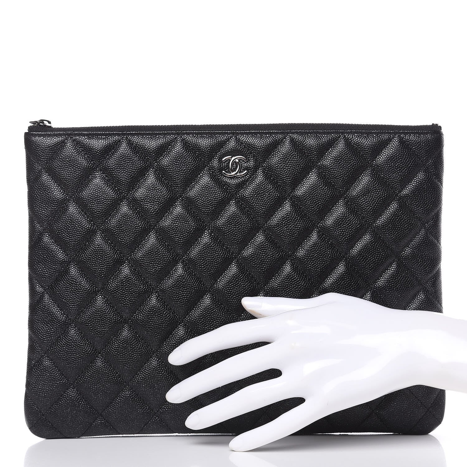 Chanel Iridescent Caviar Quilted Medium Cosmetic Case Black 2 of 8