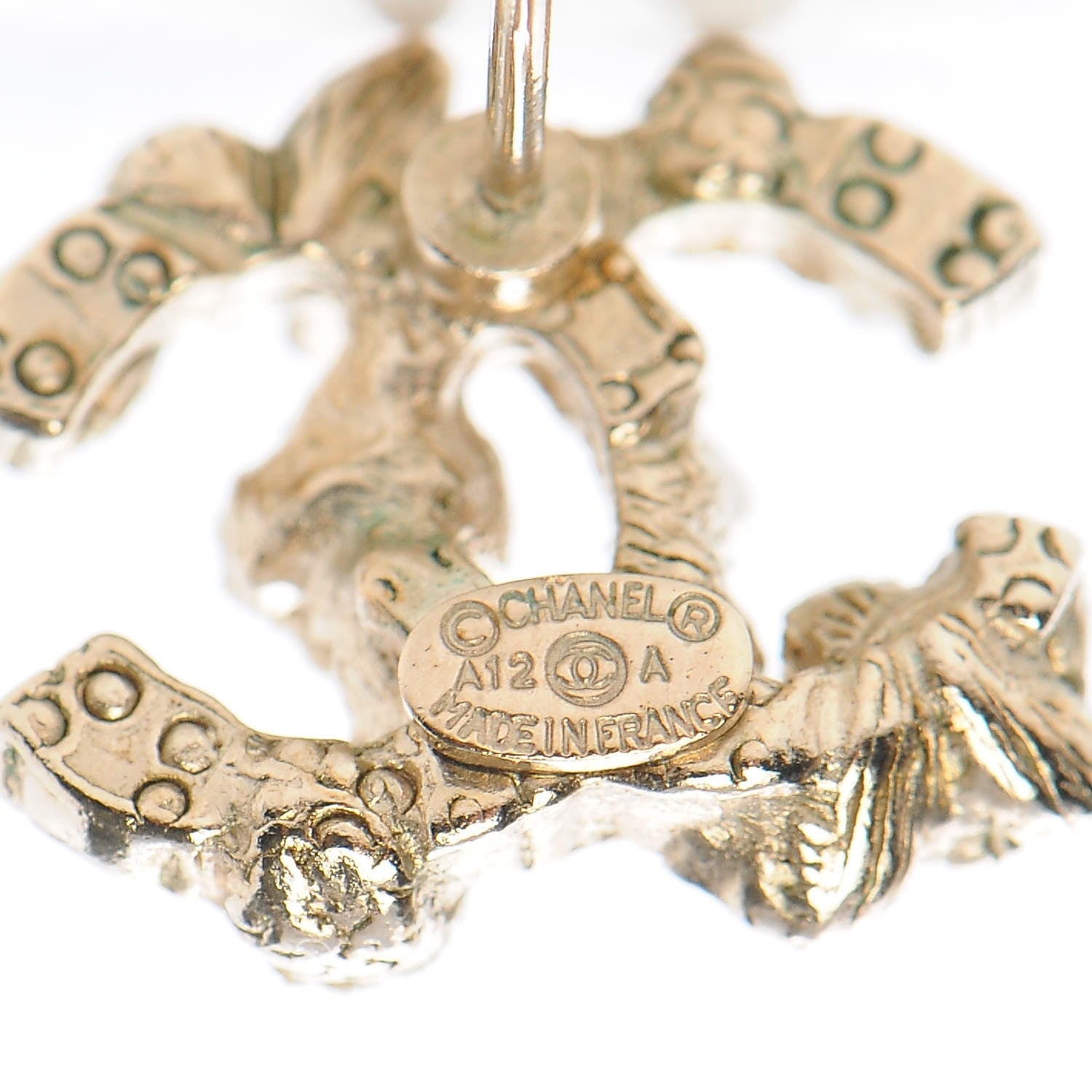 Chanel Pearl CC Earrings Light Gold 4 of 5