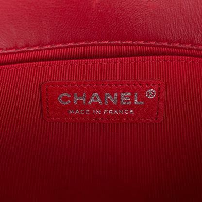 Chanel Lambskin Quilted Medium Boy Flap Black Red 6 of 14