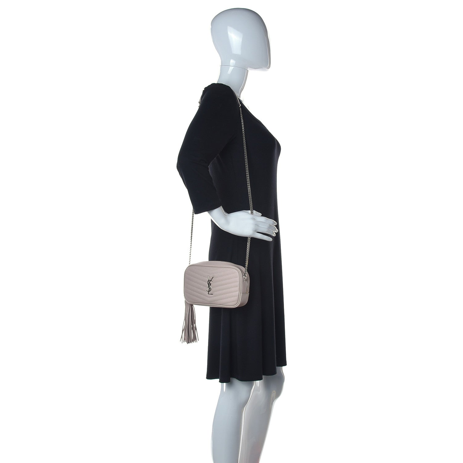 Saint Laurent Grain De Poudre Matelasse Monogram Mini Lou Camera Bag Marble Pink 2 of 10