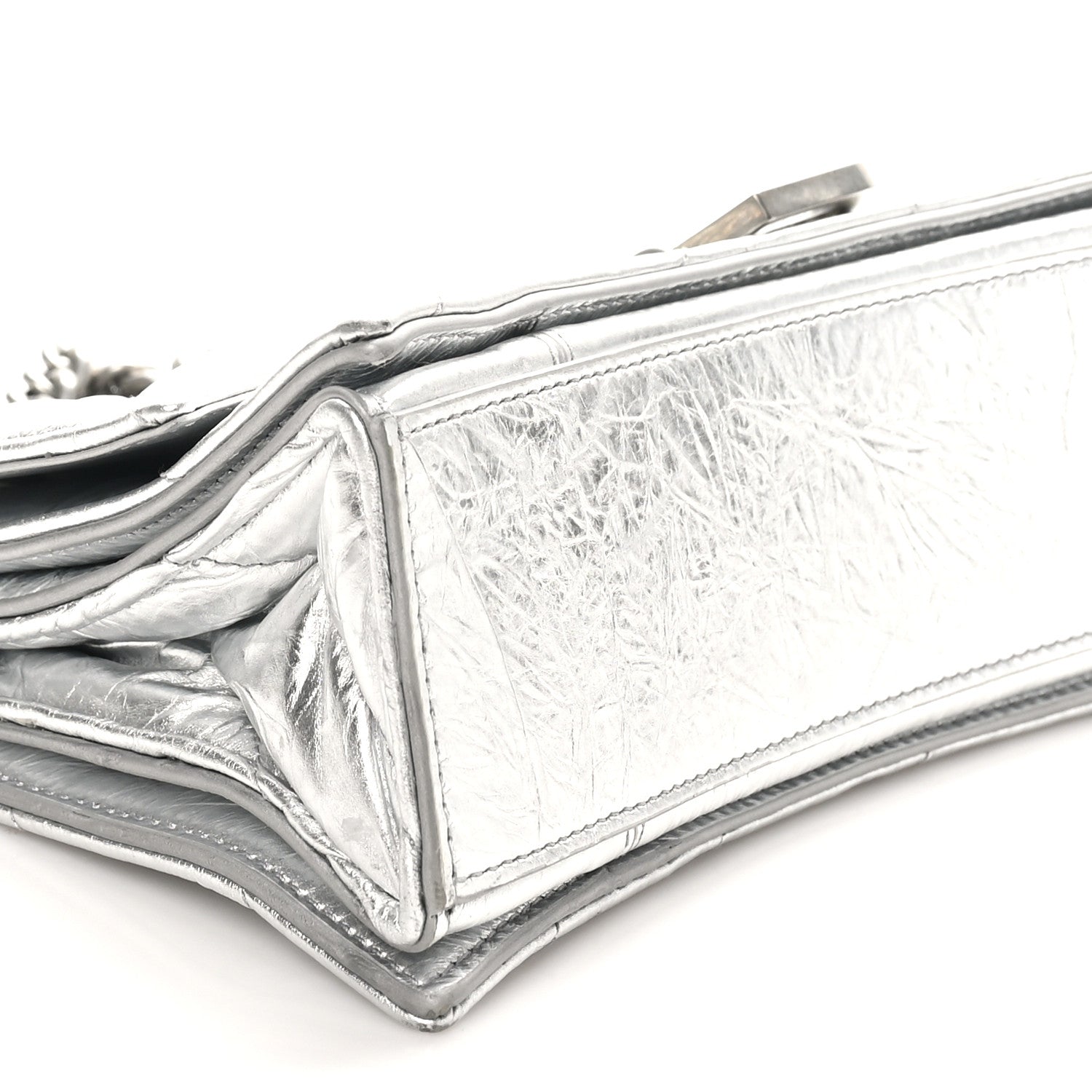 Balenciaga Crushed Calfskin Quilted Small Crush Chain Bag Silver 9 of 10