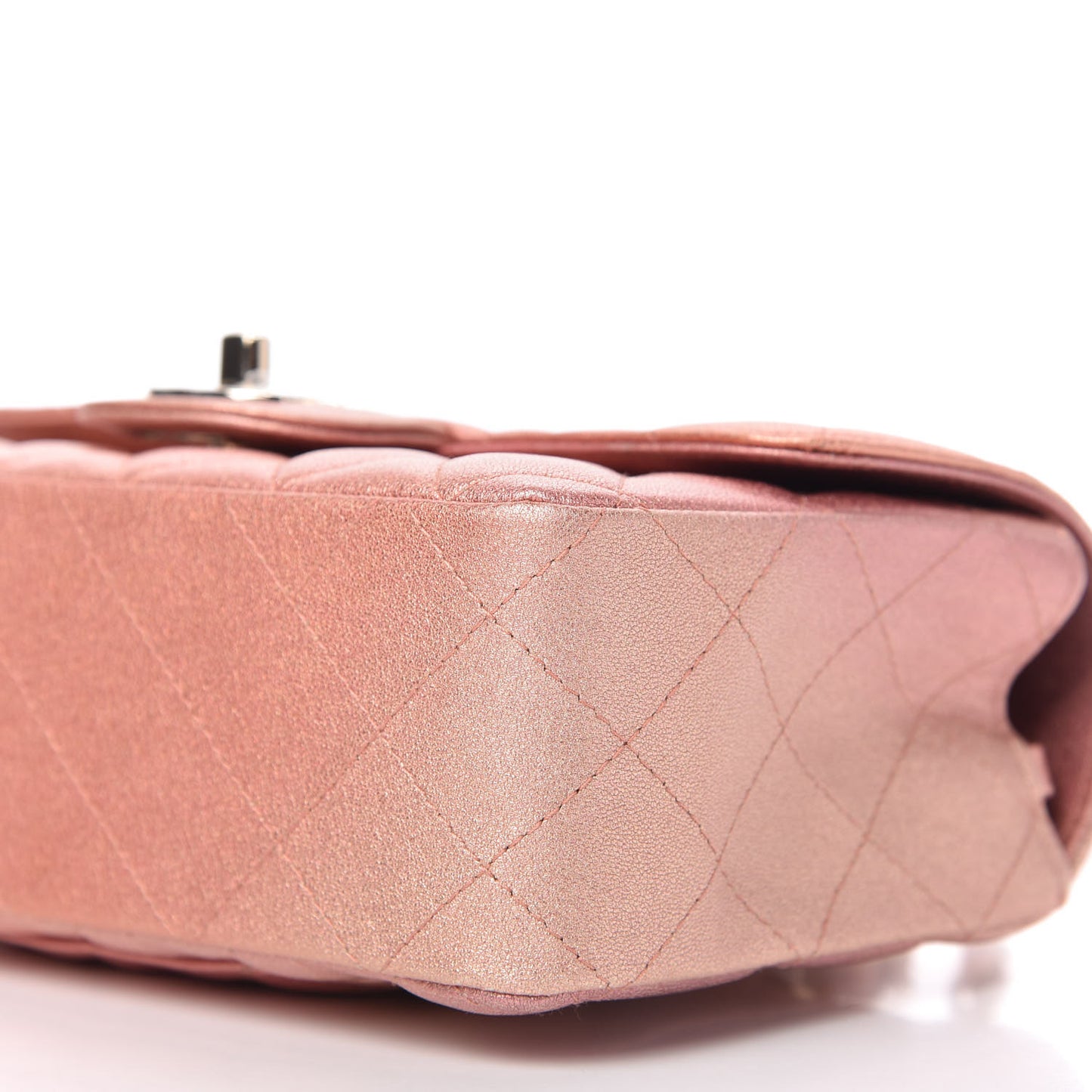 Metallic Lambskin Quilted Ombre Mini Rectangular Flap Pink