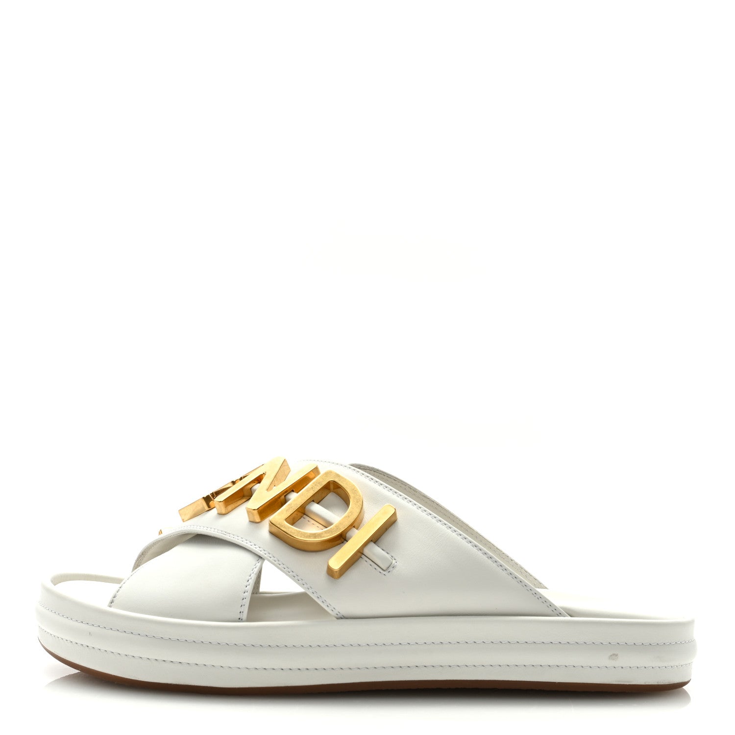 Fendi Vitello Womens Fendigraphy Slide Sandals 40 White Ice 1 of 7