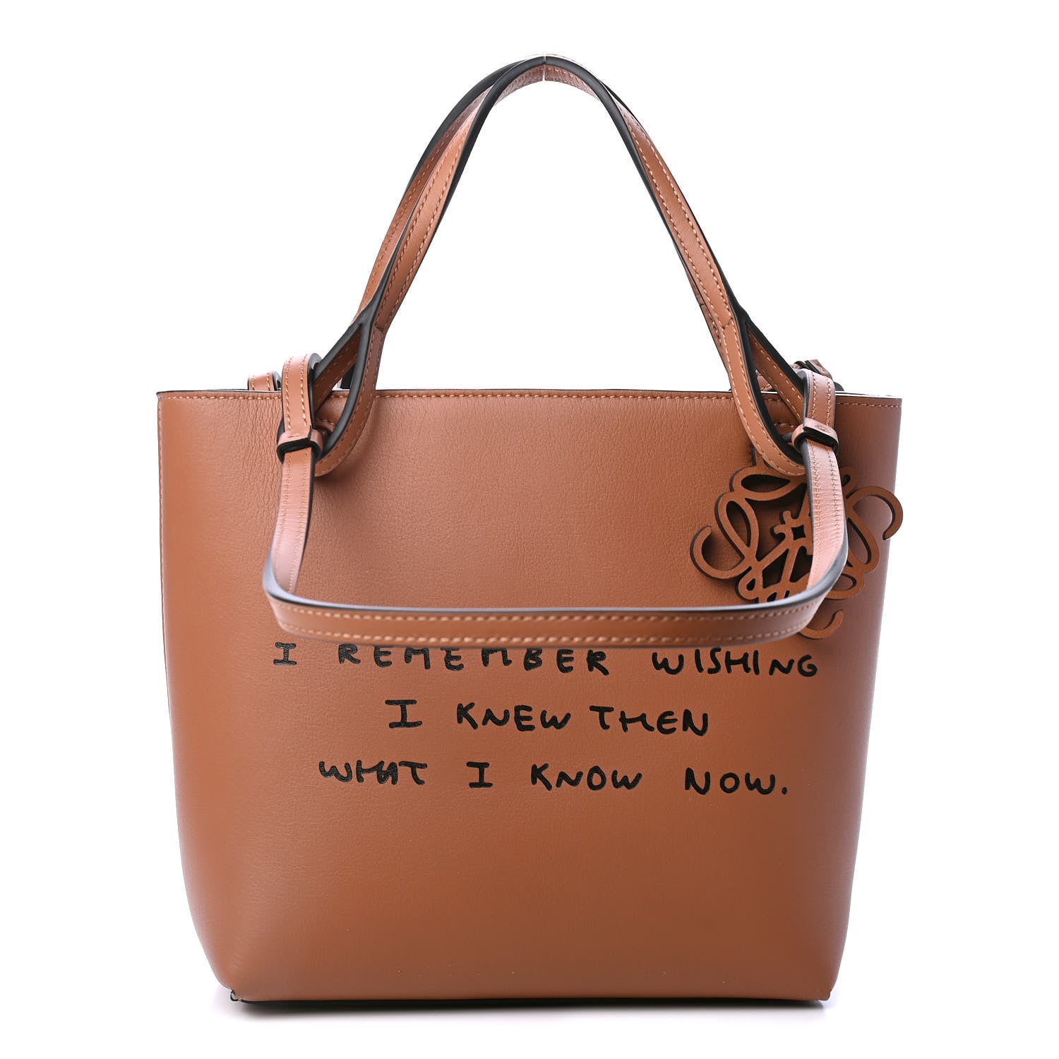 Loewe Calfskin Words Double Handle Square Tote Tan 1 of 4