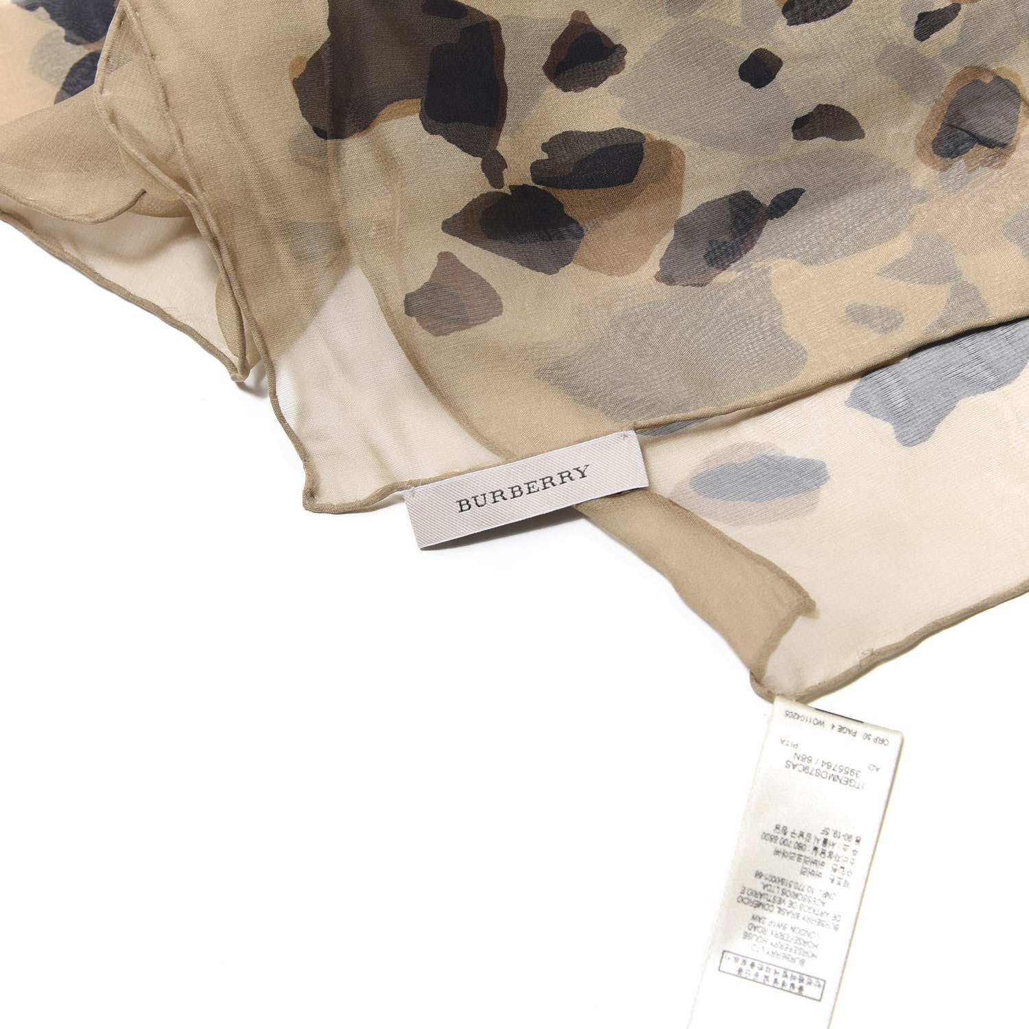 Burberry Silk Animal Print Scarf Camel 4 of 5