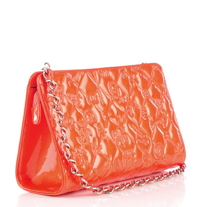 Chanel Patent Calfskin Lucky Symbols Pochette Coral 3 of 7