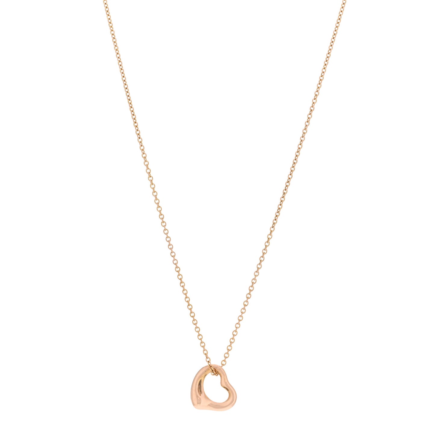 18K Rose Gold 11mm Elsa Peretti Open Heart Pendant Necklace