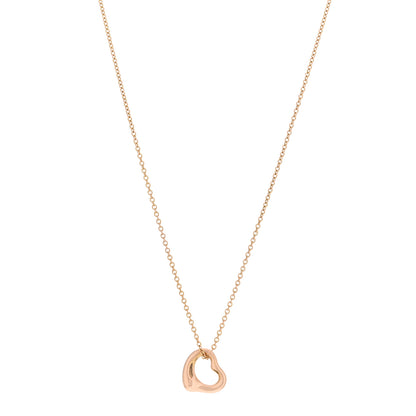 Tiffany 18K Rose Gold 11mm Elsa Peretti Open Heart Pendant Necklace 1 of 4