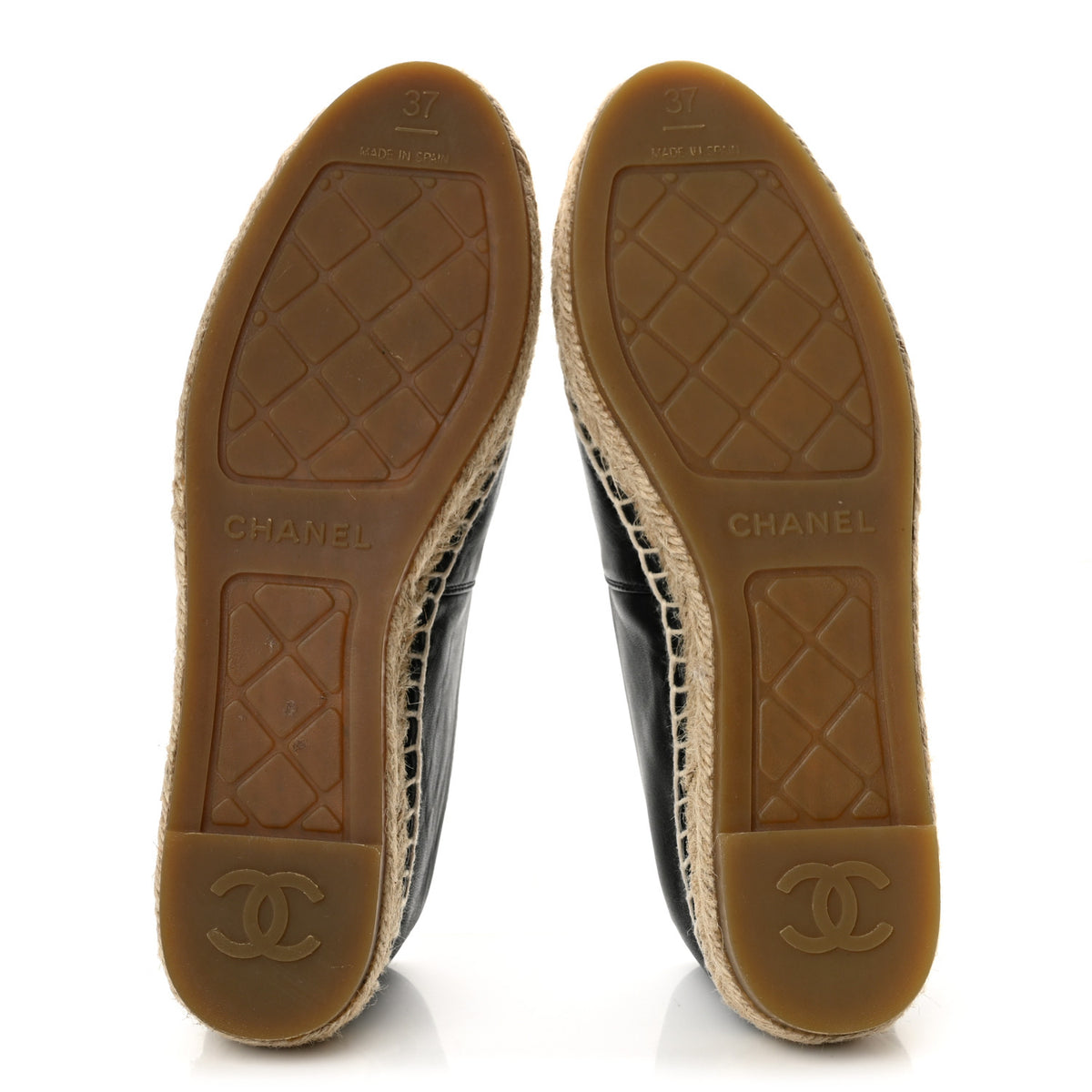 Lambskin CC Espadrilles 37 Black White Dark Grey