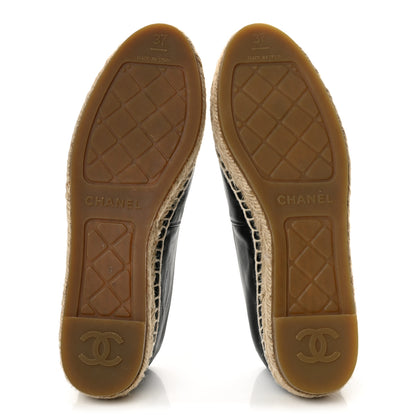 Chanel Lambskin CC Espadrilles 37 Black White Dark Grey 6 of 11