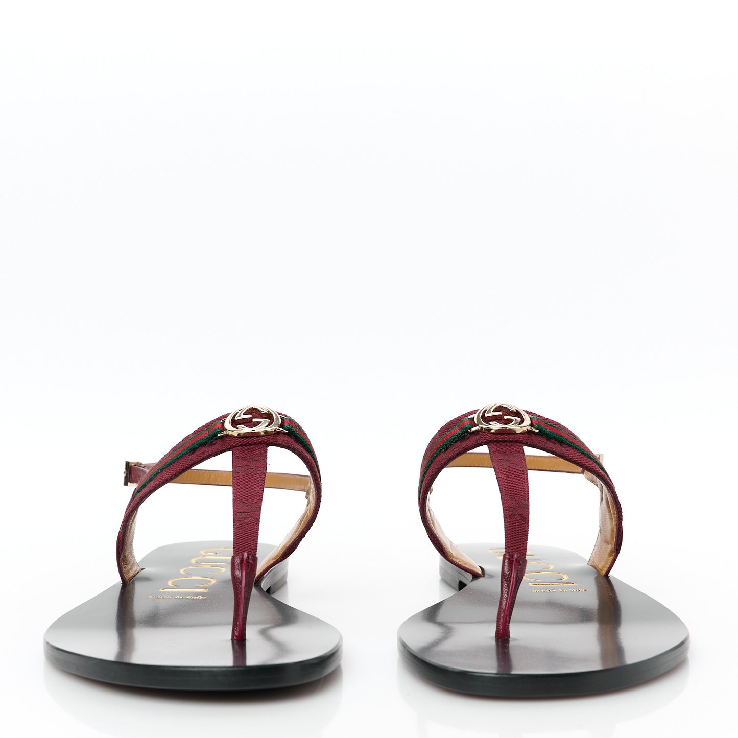 New Canvas GG Malaga Kid Web Interlocking G Womens Thong Sandals 40.5 Rosso Ancora