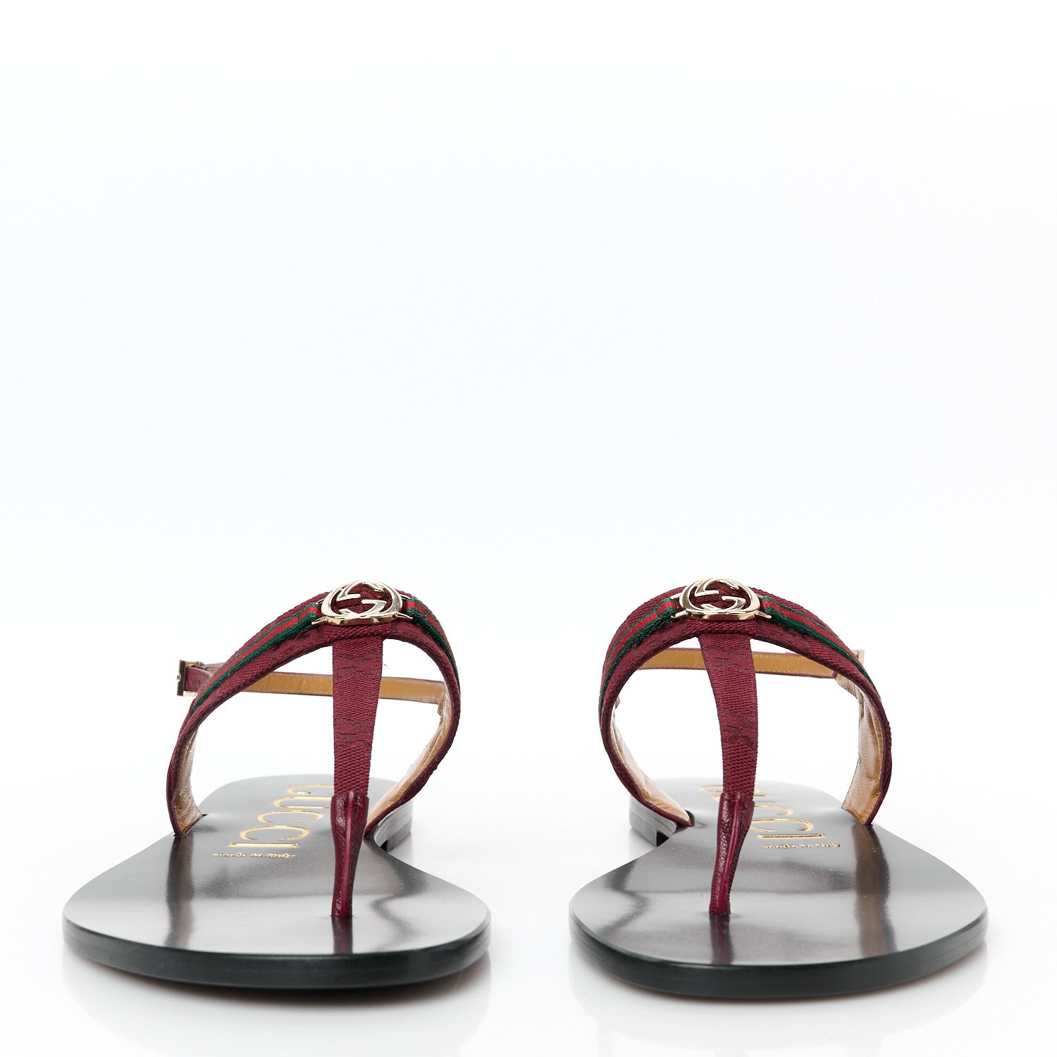 Gucci New Canvas GG Malaga Kid Web Interlocking G Womens Thong Sandals 40.5 Rosso Ancora 3 of 9