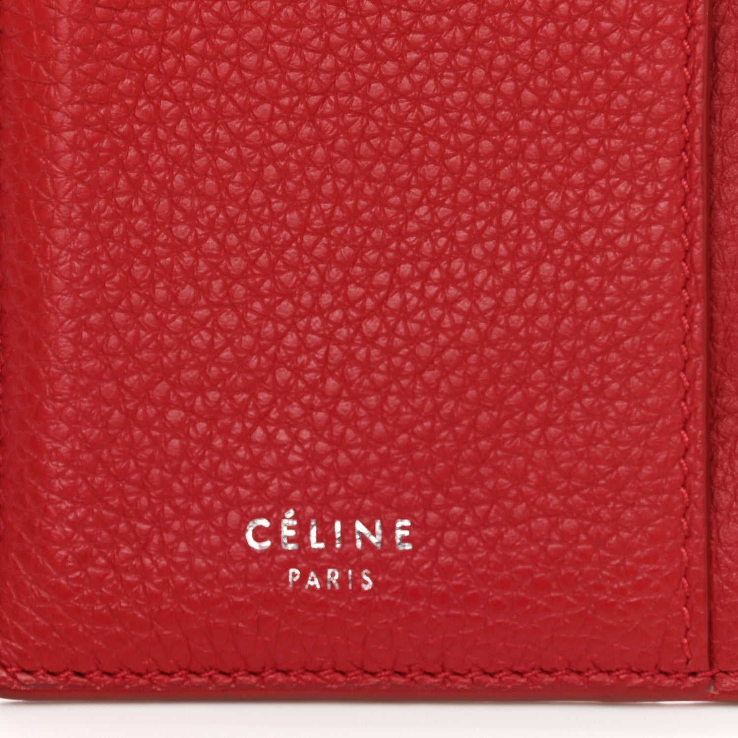 Celine Grained Calfskin Zipped Card Holder Red 10 of 10
