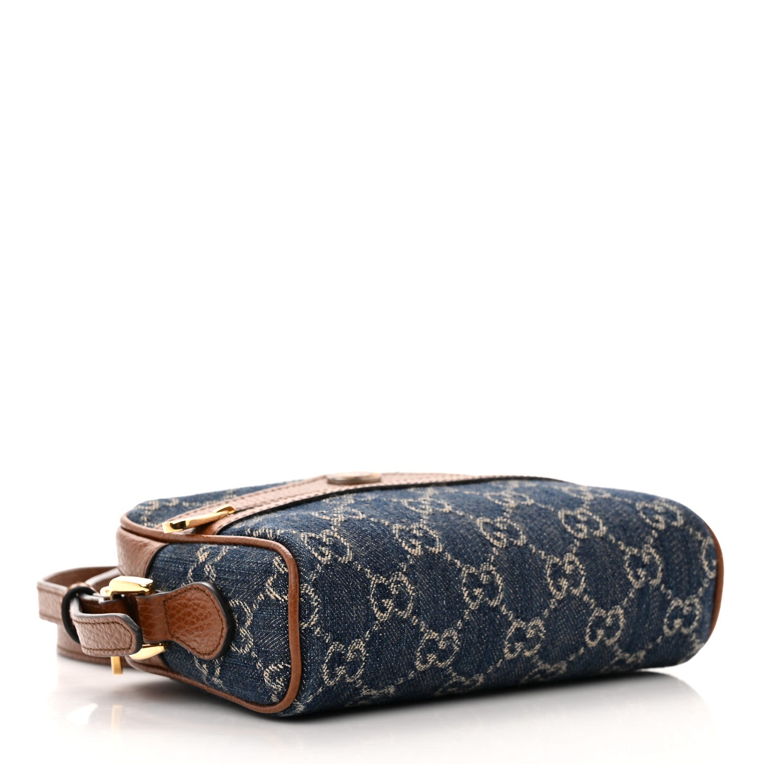 Gucci New Denim GG Monogram Dollar Calfskin Mini Ophidia Shoulder Bag Blue Tea Cuir Epilog 4 of 10