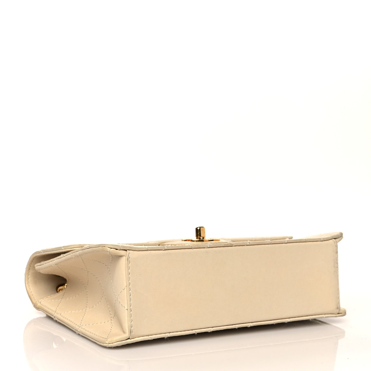 Lambskin Quilted Small Single Flap White