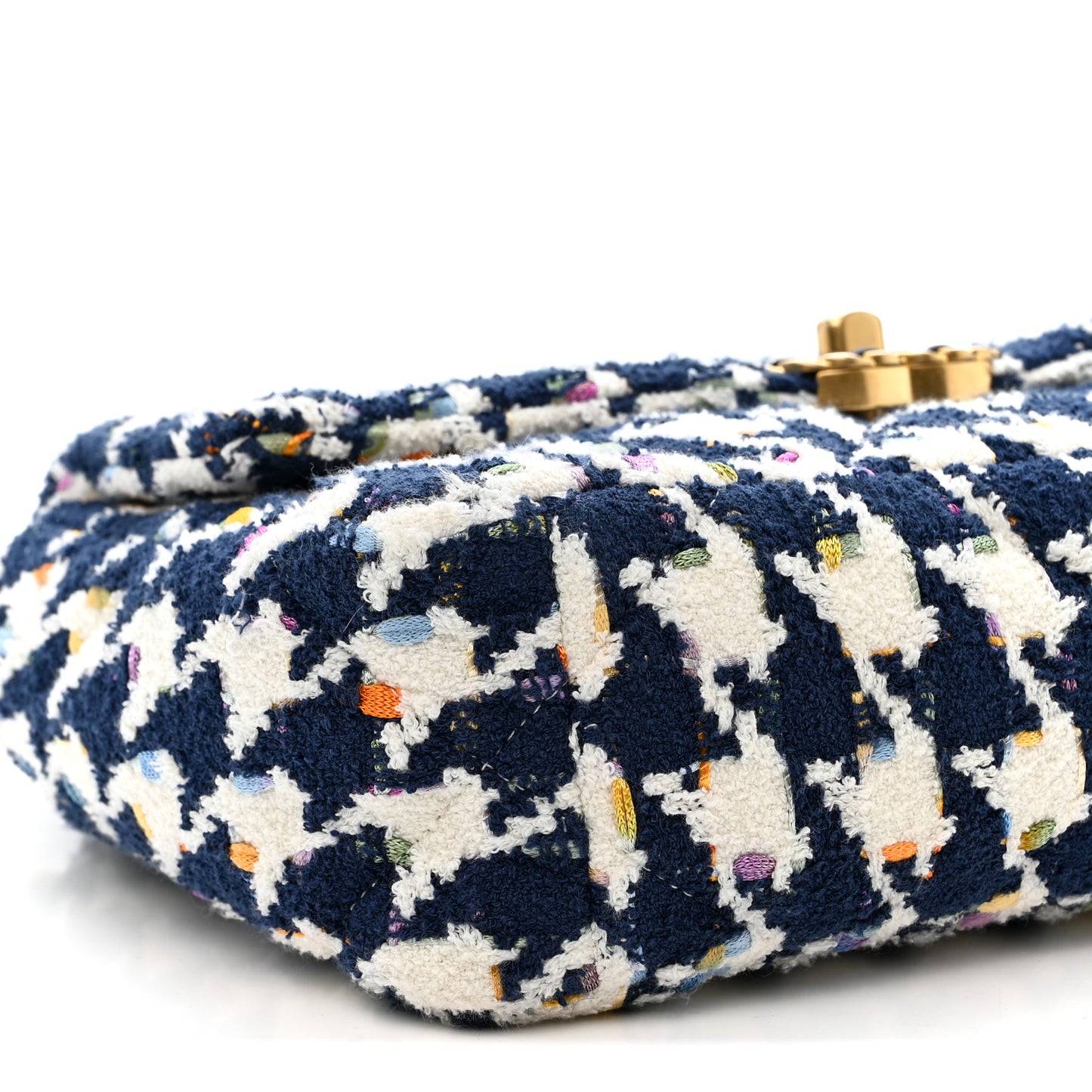 Tweed Quilted Medium Chanel 19 Flap Ecru Navy Blue Multicolor
