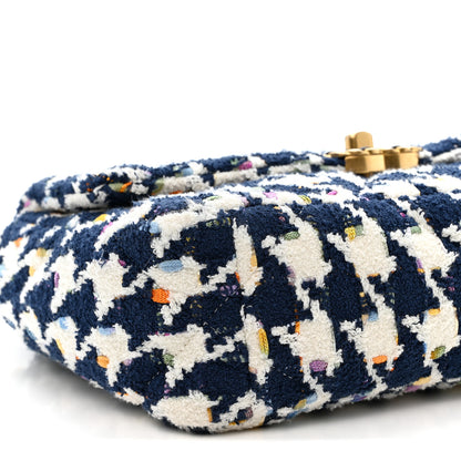 Chanel Tweed Quilted Medium Chanel 19 Flap Ecru Navy Blue Multicolor 9 of 10