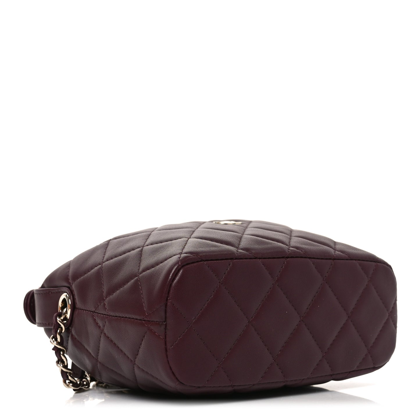 Lambskin Quilted Hobo Clutch With Chain Burgundy