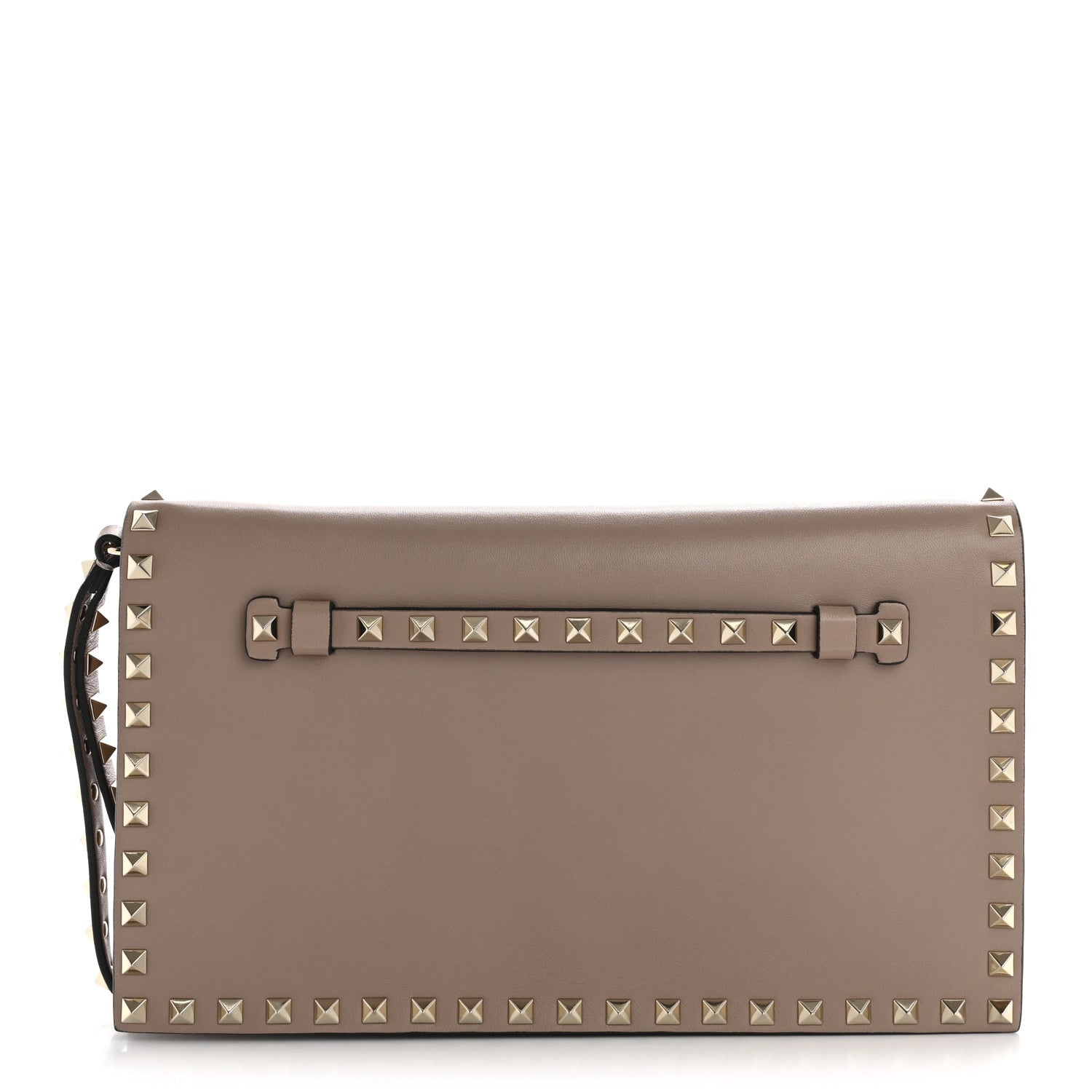 Valentino Garavani Nappa Rockstud Wristlet Clutch Poudre 1 of 7
