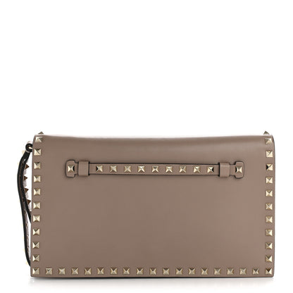 Valentino Garavani Nappa Rockstud Wristlet Clutch Poudre 1 of 7
