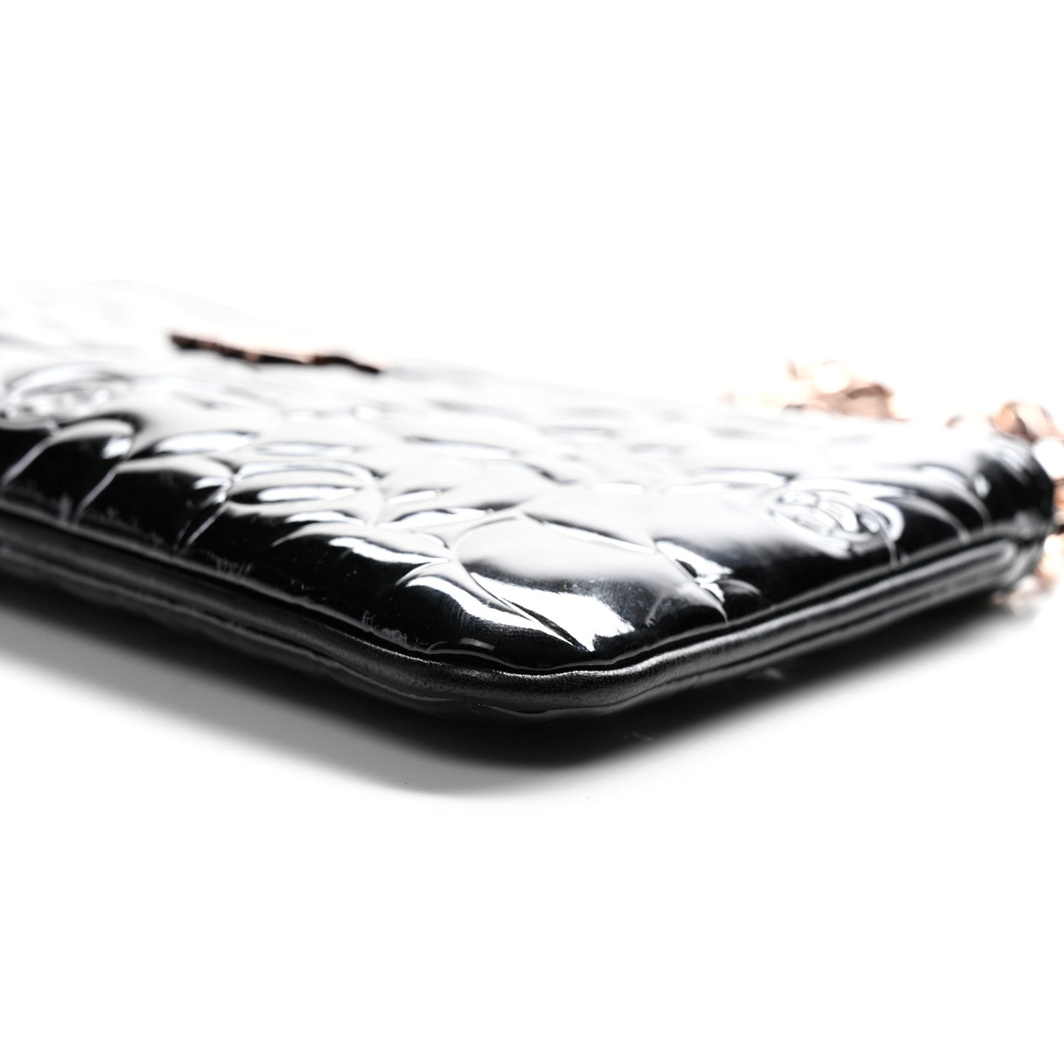 Chanel Patent Camellia Embossed Pochette Black 10 of 10
