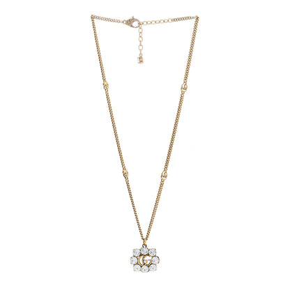 Gucci Crystal Embellished Double G Necklace Aged Gold 2 of 4