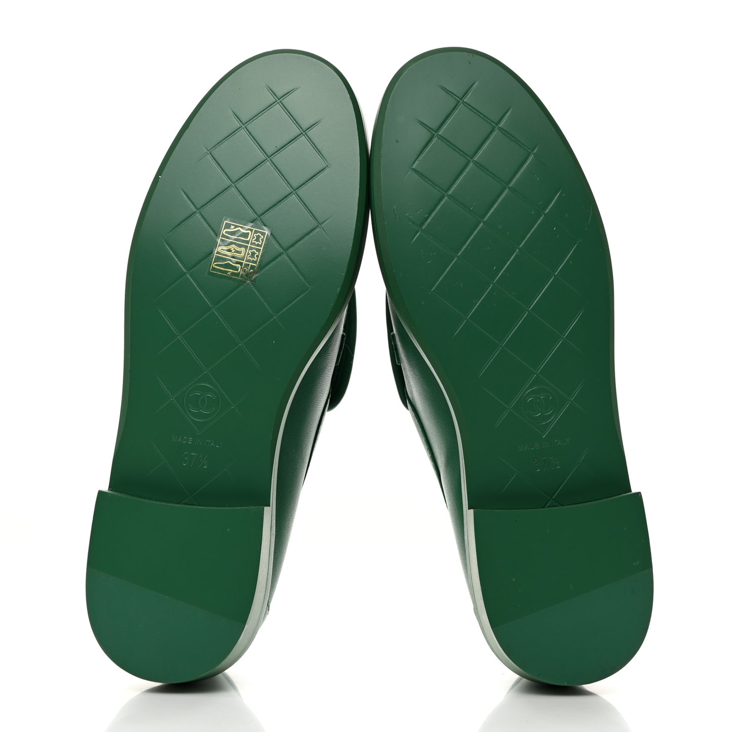 Lambskin Quilted CC Turnlock Loafers 37.5 Green