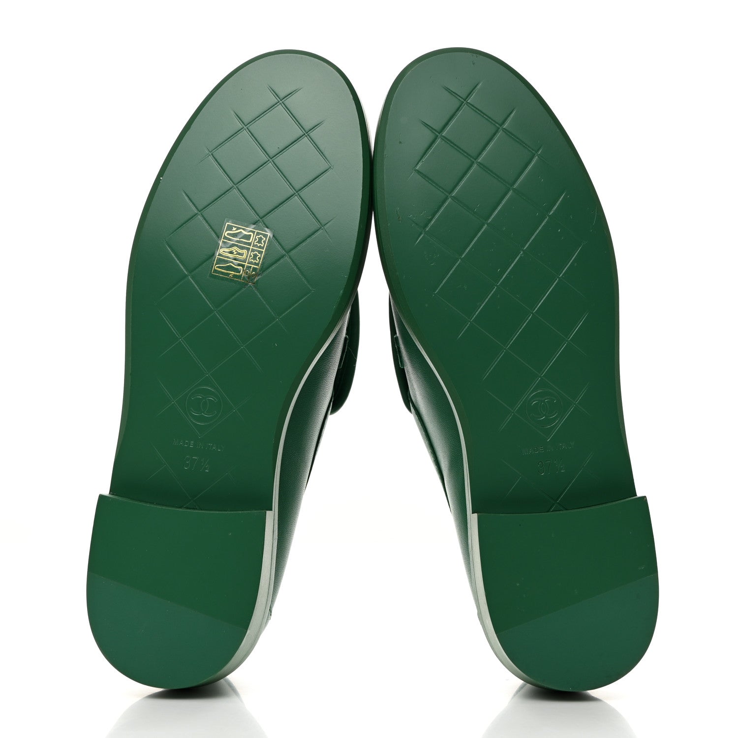 Chanel Lambskin Quilted CC Turnlock Loafers 37.5 Green 5 of 8