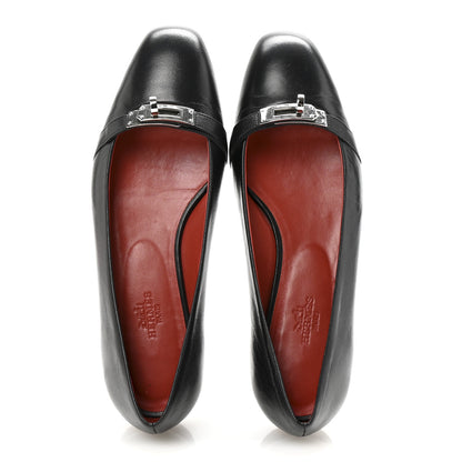 Hermes Goatskin Bilbao Ballerina Flats 37.5 Black 2 of 9