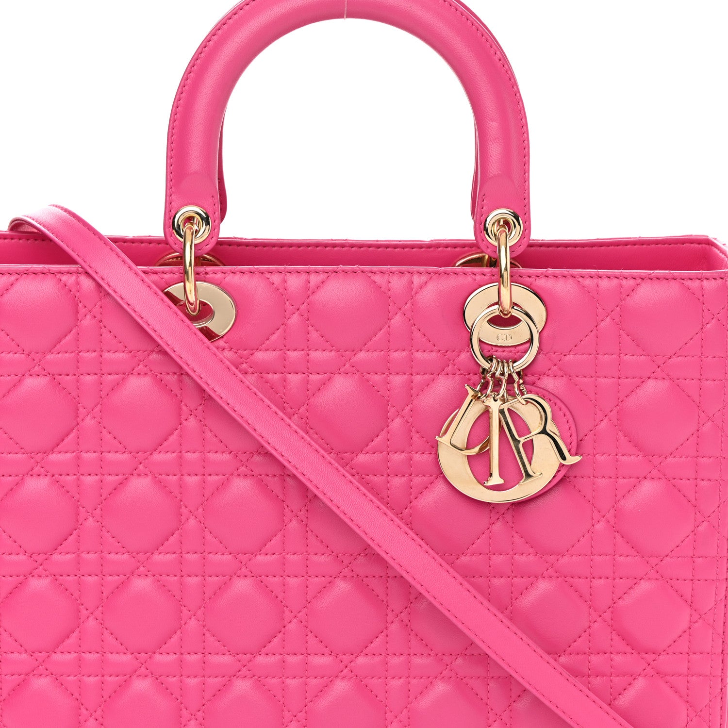 Christian Dior Lambskin Cannage Large Lady Dior Fuchsia 8 of 16