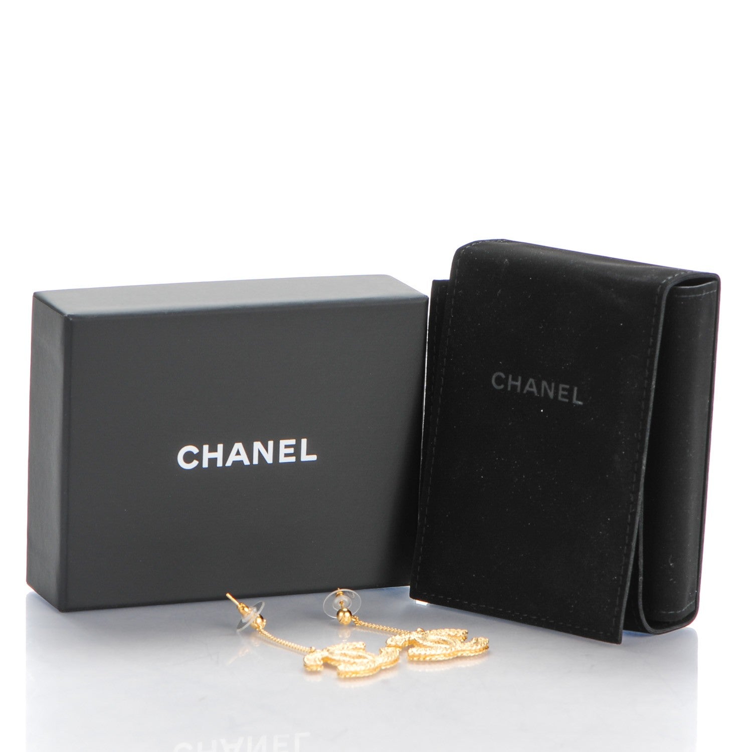 Chanel CC Drop Earrings Matte Gold 5 of 5
