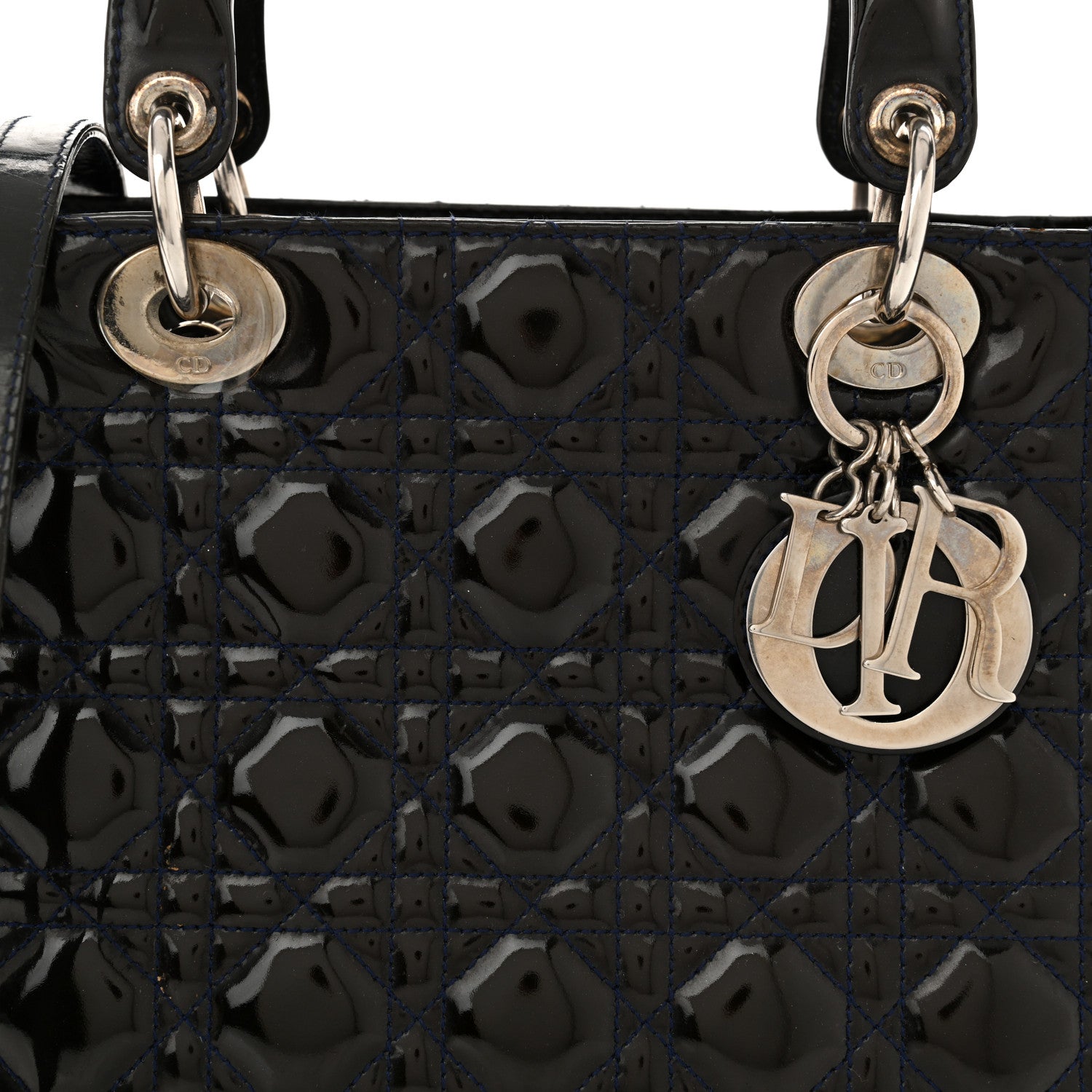 Christian Dior Patent Cannage Medium Lady Dior Navy Blue 8 of 18