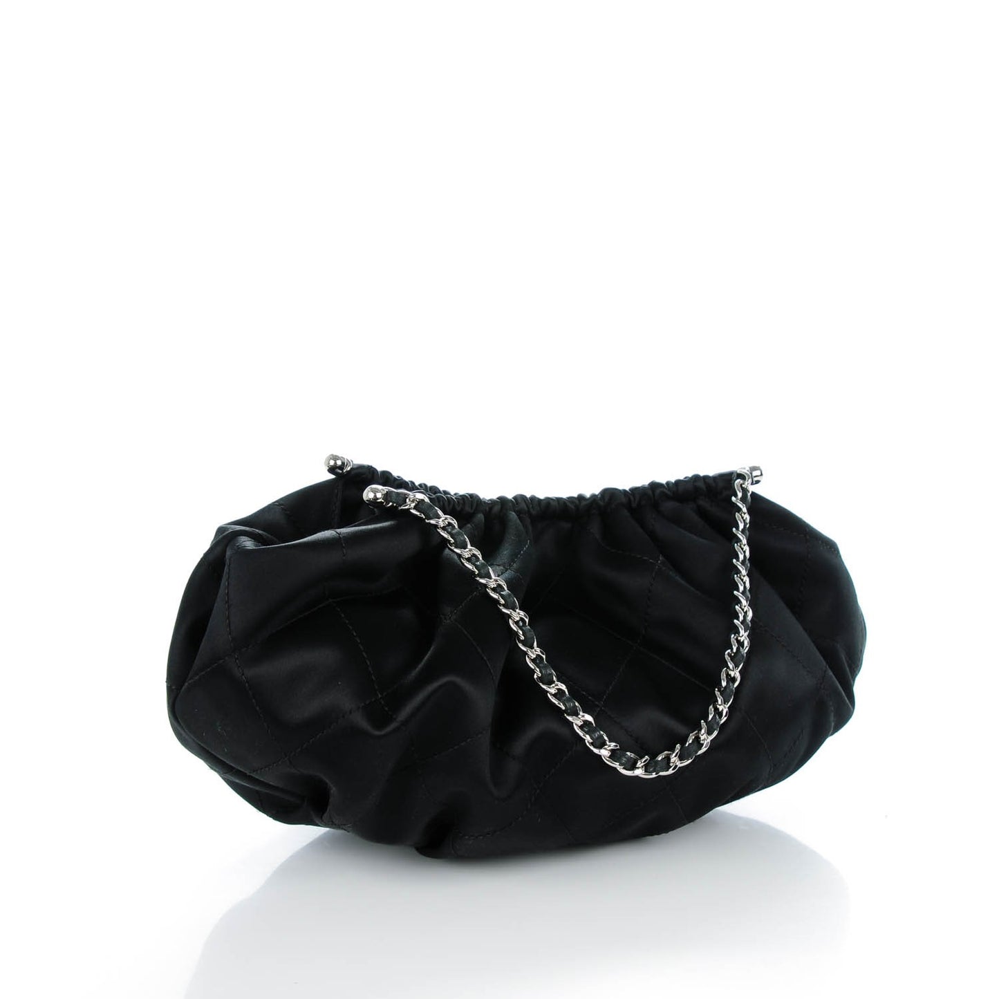 Satin Stitched Croissant Bag Black